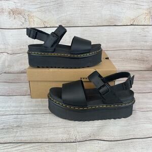 Dr. Martens Voss Quad Womens Sz 11 Platform Sandals Leather Black 26725001